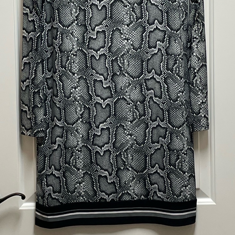 Michael Kors Sz Medium Black Gray Snake Skin Animal Print Long Sleeve Y2K Dress - Picture 3 of 8
